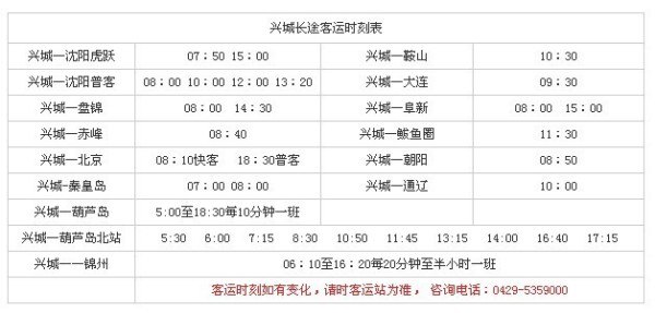 兴城28路最新时刻表